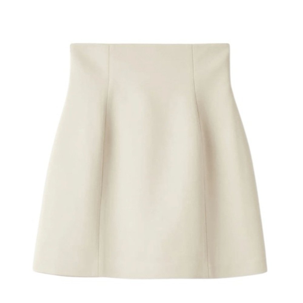 Elegant High-Waist A-Line Cream Skirt